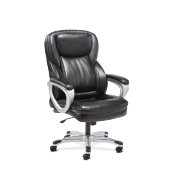 HON Basyx Sadie Executive Chair, Fixed Arms, Black Leather