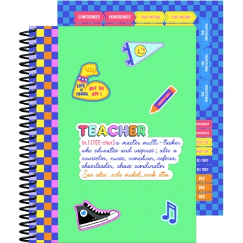 Carson-Dellosa Publishing Teacher Planner, Assorted Colors, 116 Stickers, 128 Pages