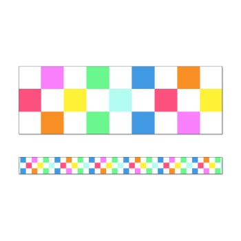 Carson-Dellosa Publishing Checkered Rainbow Straight Bulletin Board Borders, Assorted Colors, 12 Strips