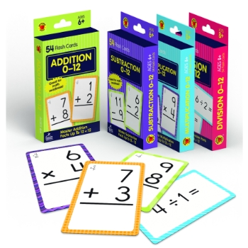 Brighter Child Math Flash Card Set, Assorted Colors, 54 Cards/Set, 4 Sets