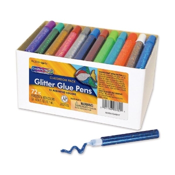 Creativity Street Glitter Glue Pens, Classroom Pack, 0.34 fl oz, Assorted Iridescent &amp; Neon Colors, 72 Pens/Pack