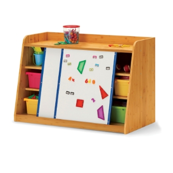 Copernicus Storage Self with 2 Magnetic Whiteboards and Hidden Compartment, Bamboo, Light Brown