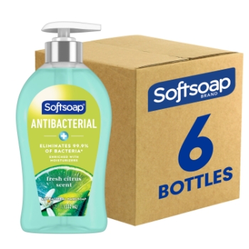 Softsoap Antibacterial Hand Soap, Fresh Citrus, 11 1/4 oz Pump Bottle, 6 Bottles/Carton