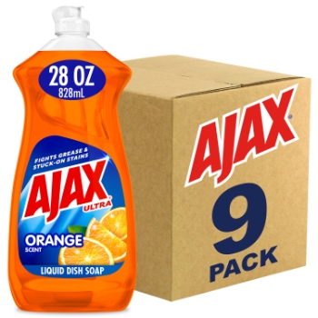 Ajax Triple Action Dish Detergent, 28 oz. Bottle, Orange Scent, 9/CT