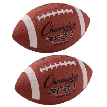 Champion Sports Official Size Rubber Football, 2 Footballs/Pack