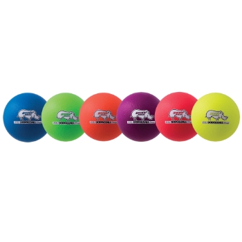 Champion Sports Rhino Skin Low Bounce Dodgeball Set, 6 in, Assorted Neon Colors, 6 Balls/Set
