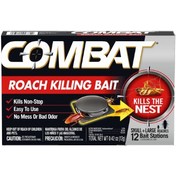 Combat Roach Bait Insecticide, Odorless, 0.42 oz, 12 Bait Stations/Pack, 10 Packs/Carton