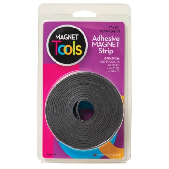 Dowling Magnets Magnet Strip, Adhesive, 1&quot; x 10&#39;, Black, 3 Rolls/Pack