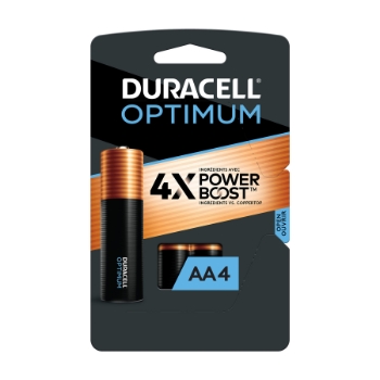 Duracell Optimum AA Batteries with Re-closable Package, 4/Pack