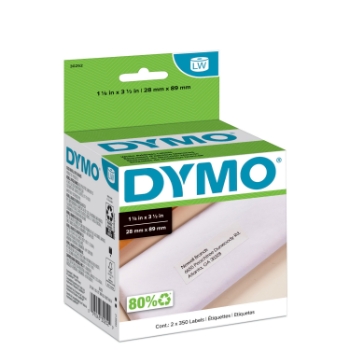 DYMO Address Labels, 1-1/8&quot; x 3-1/2&quot;, White, 350 Labels/Roll, 2 Rolls/Box