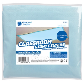 Learning Resources Classroom Light Filters, 2&#39; x 4&#39;, Tranquil Blue, Set of 4