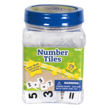 Eureka Tub of Number Tiles Manipulatives, White, 175 Pieces/Pack
