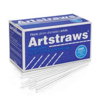Artstraws Paper Tubes, Thick, 6 mm,  White, 900 Count