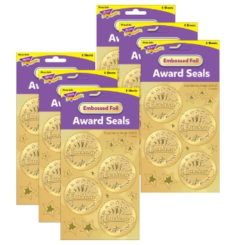 TREND Excellence Award Seals Stickers, 2 in, Gold, 32/Sheet, 6 Sheets Total