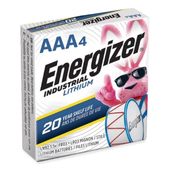 Energizer Industrial Lithium AAA Battery, 1.5 V, 4/Pack