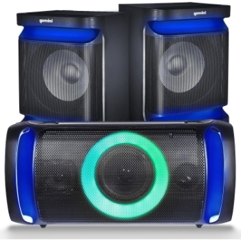 Gemini Dual 8&quot; Home Stereo System with LED Party Lighting, Black