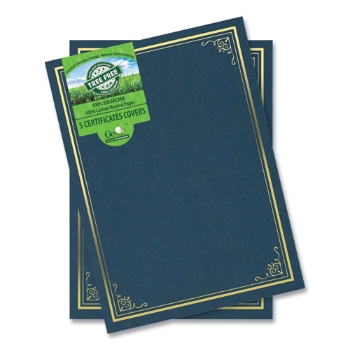 Geographics Certificate/Document Cover, 9-3/4&quot; x 12-1/2&quot;, Navy With Gold Foil, 5/Pack