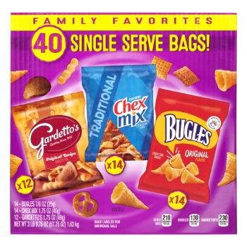 Bugles Bugles, Chex Mix and Gardetto Variety Pack Snack Mix, 40/Box