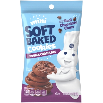 Pillsbury Soft Baked Mini Cookies, Double Chocolate Chip, 3 oz, 6/Box, 9 Boxes/Case