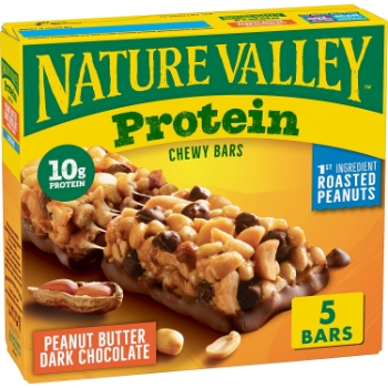 Nature Valley Protein Bar, Peanut Butter Dark Chocolate, 1.4 oz, 5/Box, 12 Boxes/Case