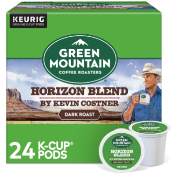 Green Mountain Coffee Horizon Blend Coffee K-Cup Pods by Kevin Costner, Dark Roast, 24/Box, 4 Boxes/Carton