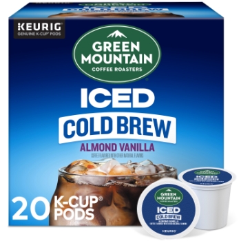 Green Mountain Coffee Almond Vanilla Iced Cold Brew Coffee K-Cup Pods, Dark Roast, 20/Box