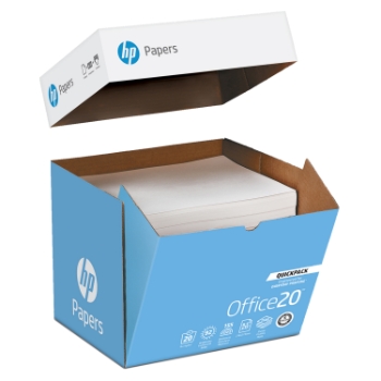 HP Papers Office20 Copy Paper Quickpack, 92 Bright, 20 lb, 8.5&quot; x 11&quot;, White, 2500 Sheets/Carton