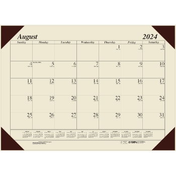 House of Doolittle EcoTones Academic Desk Pad Calendar, 12 Month, 18-1/2&quot; x 13&quot;, Brown Corners, Aug 2024 - Jul 2025