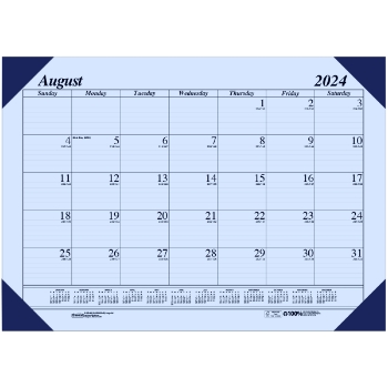 House of Doolittle EcoTones Academic Desk Pad Calendar, 12 Month, 18-1/2&quot; x 13&quot;, Cordovan Corners, Aug 2024 - Jul 2025