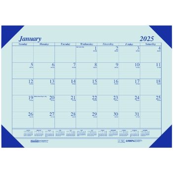 House of Doolittle Recycled EcoTones Monthly Desk Pad Calendar, 12 Month, 22&quot; x 17&quot;, Ocean Blue, Jan 2025 - Dec 2025