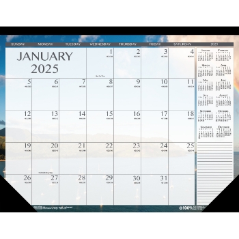 House of Doolittle 100% Recycled Desk Pad Calendar, 12 Month, 22&quot; x 17&quot;, Earthscapes Seascapes, Jan 2025 - Dec 2025