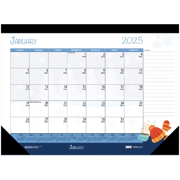 House of Doolittle 100% Recycled Desk Pad Calendar, 12 Month, 22&quot; x 17&quot;, Illustrated Holiday, Jan 2025 - Dec 2025