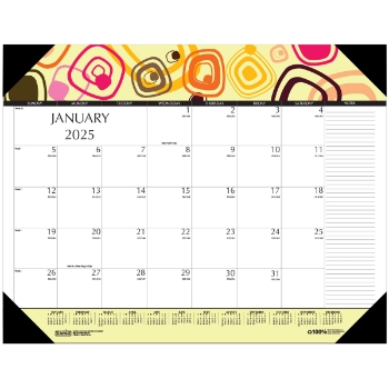 House of Doolittle 100% Recycled Desk Pad Calendar, 12 Month, 22&quot; x 17&quot;, Geometric, Jan 2025 - Dec 2025