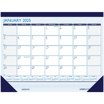 House of Doolittle 100% Recycled Contempo Desk Pad Calendar, 12 Month, 17&quot; x 22&quot;, Blue, Jan 2025 - Dec 2025