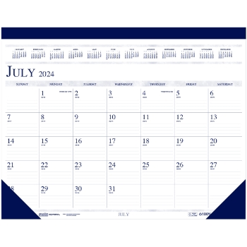 House of Doolittle Two-Color Academic 14-Month Desk Pad Calendar, 22 x 17, 2024-2025