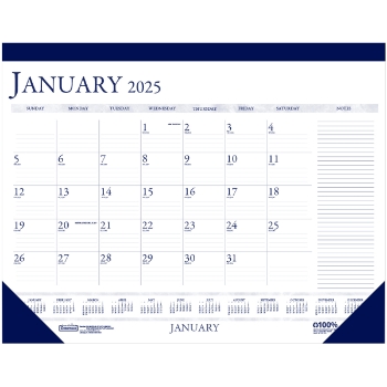 House of Doolittle Recycled Two-Color Monthly Desk Calendar with Large Notes Section, 12 Month, 18-1/2&quot; x 13&quot;, Jan 2025 - Dec 2025