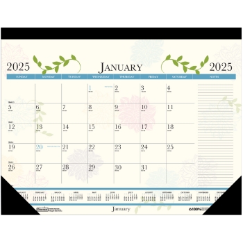 House of Doolittle Recycled Desk Pad Calendar, 12 Month, 22&quot; x 17&quot;, Floral, Jan 2025 - Dec 2025