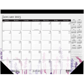 House of Doolittle 100% Recycled Contempo Desk Pad Calendar, 12 Month, 18-1/2&quot; x 13&quot;, Wild Flowers, Jan 2025 - Dec 2025