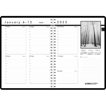 House of Doolittle Weekly Planner, 12 Month, 8-1/2&quot; x 11&quot;, Black-&amp;-White Photos, Jan 2025 - Dec 2025