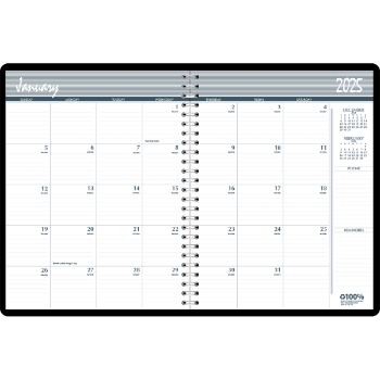 House of Doolittle Recycled Ruled Monthly Planner, 24 Month, 8-1/2&quot; x 11&quot;, Black, Jan 2025 - Dec 2026