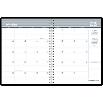 House of Doolittle One-Year Monthly Hard Cover Planner, 14 Month, 8-1/2&quot; x 11&quot;, Black, Dec 2024 - Jan 2026