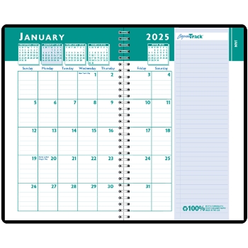 House of Doolittle Recycled Express Track Weekly/Monthly Appointment Book, 13 Month, 5&quot; x 8&quot;, Black, Jan 2025 - Jan 2026