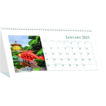 House of Doolittle Recycled Desk Tent Monthly Calendar, 12 Month, 8-1/2&quot; x 4-1/2&quot;, Garden Photos, Jan 2025 - Dec 2025