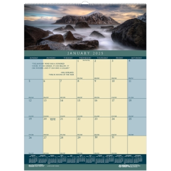 House of Doolittle Recycled Monthly Wall Calendar, 12 Month, 12&quot; x 16-1/2&quot;, Landscapes, Jan 2025 - Dec 2025