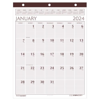 House of Doolittle Recycled Large Print Monthly Wall Calendar, Leatherette Binding, 12 Month, 20&quot; x 26&quot;, Jan 2024 - Dec 2024