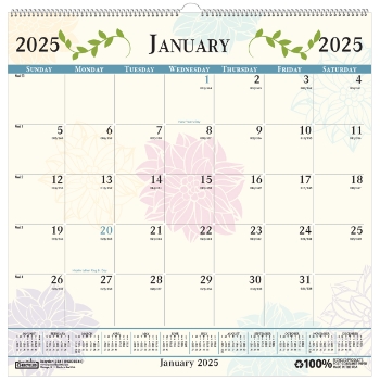 House of Doolittle Wall Calendar, 12 Month, 12&quot; x 12&quot;, Jan 2025 - Dec 2025