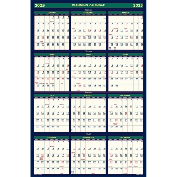 House of Doolittle Reversible Business/Academic Wall Calendar, 12 Month, 24&quot; x 37&quot;, 4 Seasons, Jul 2024 - Jun 2025 &amp; Jan 2025 - Dec 2025