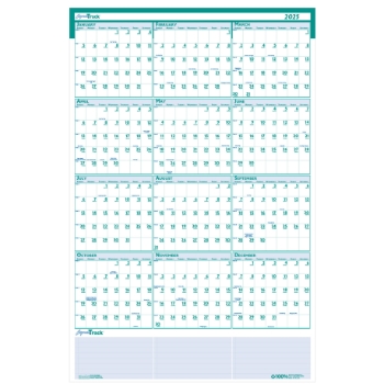 House of Doolittle Recycled Express Track Reversible/Erasable Yearly Wall Calendar, 12 Month, 24&quot; x 37&quot;, Jan 2025 - Dec 2025