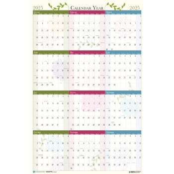 House of Doolittle Recycled Reversible/Erasable Wall Calendar, 12 Month, 24&quot; x 37&quot;, Floral, Jan 2025 - Dec 2025