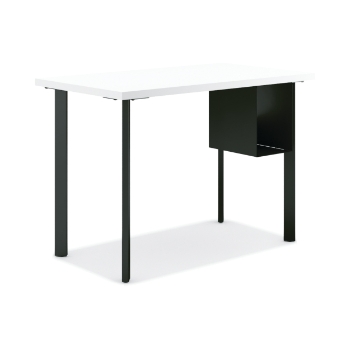 HON Coze Table Desk, U-Storage, 48&quot;W x 24&quot;D, Designer White Laminate, Black Leg Finish